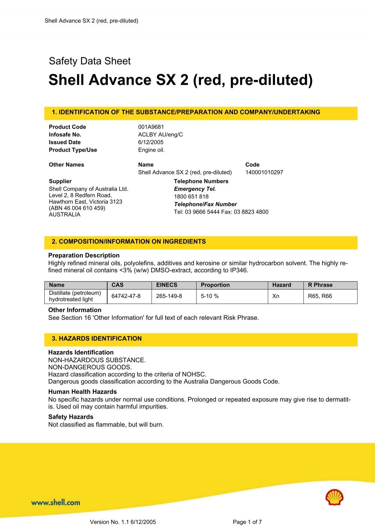 Shell Advance SX 2 (red, pre-diluted) - OilsandStuff