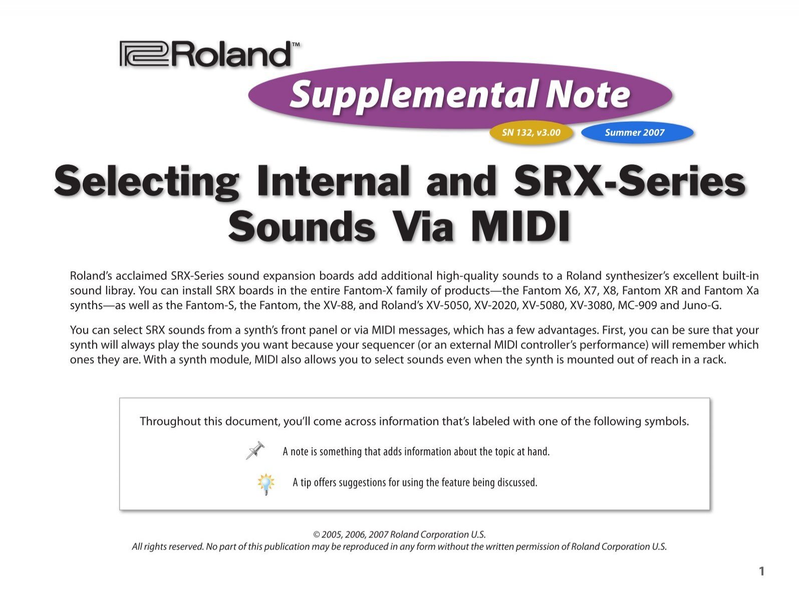 Selecting Srx Expansion Sounds Via Midi Roland Uk
