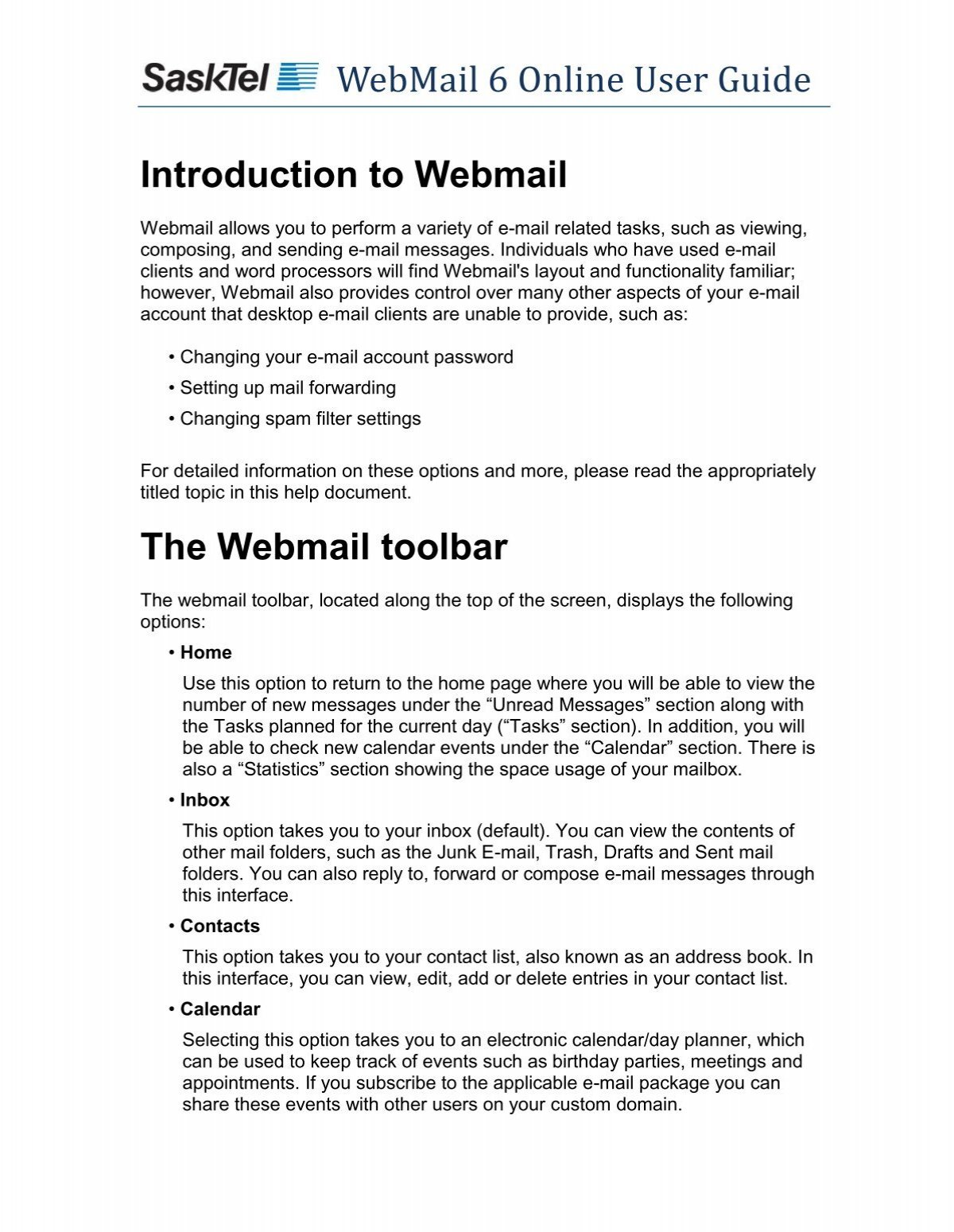 Logging in to sasktel.net Webmail