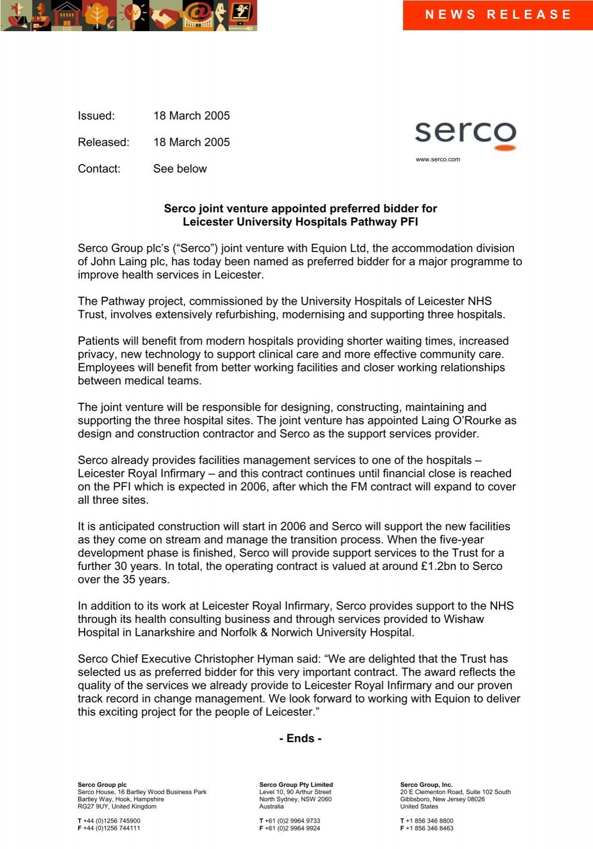 serco joint venture appointed preferred bidder for leicester investment property in balance sheet