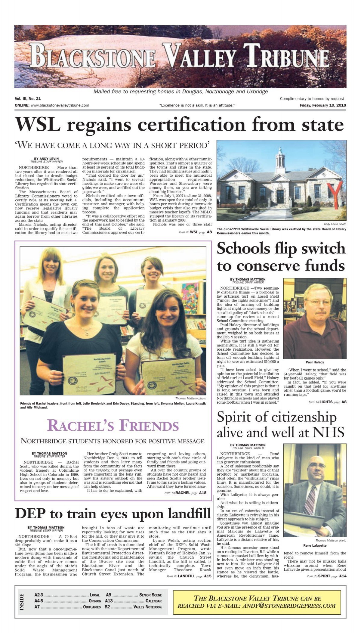 WSL regains certification from state Southbridge News Evening 