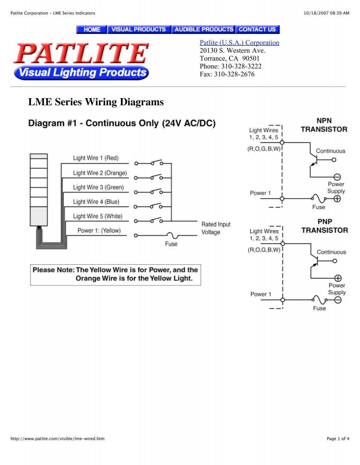 Patlite Corporation - LME Series Indicators - Partsprocurement patlite lme 02l wiring diagram 
