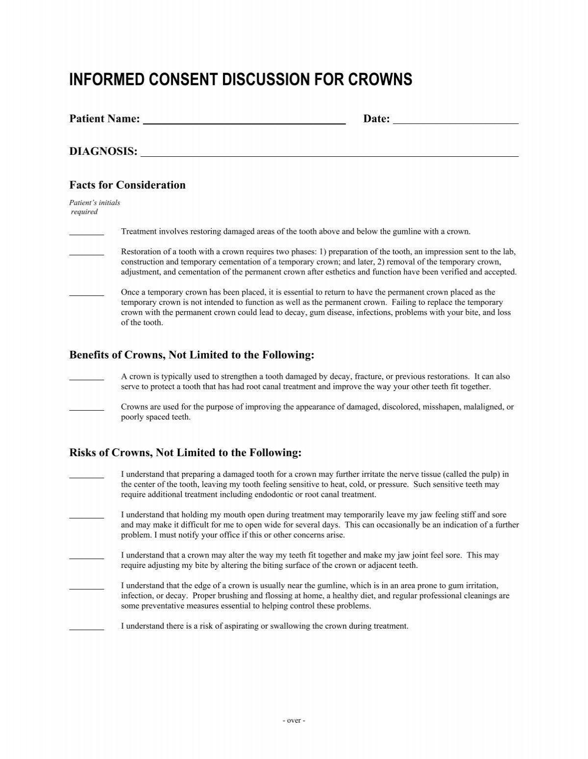 Implant Crown Consent Form