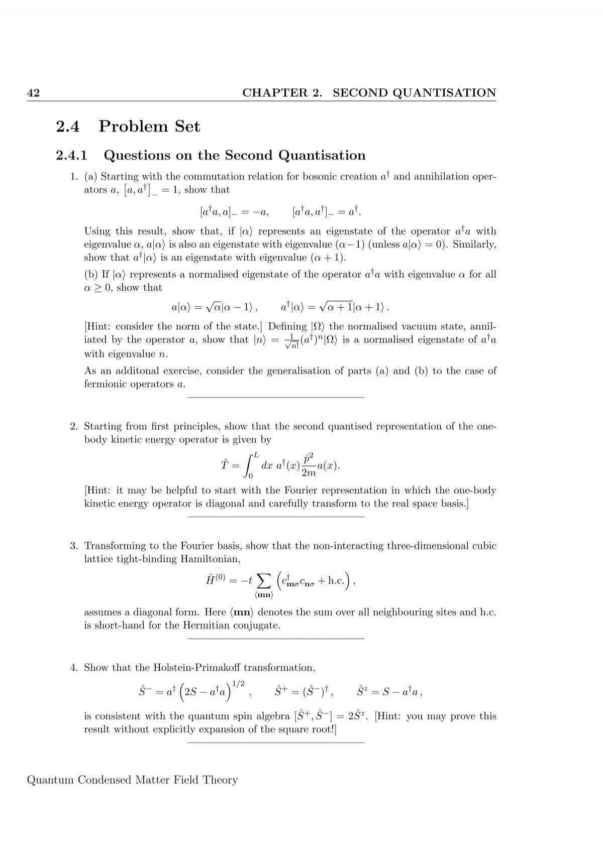 Problem Set Ii Theory Of Condensed Matter 7052