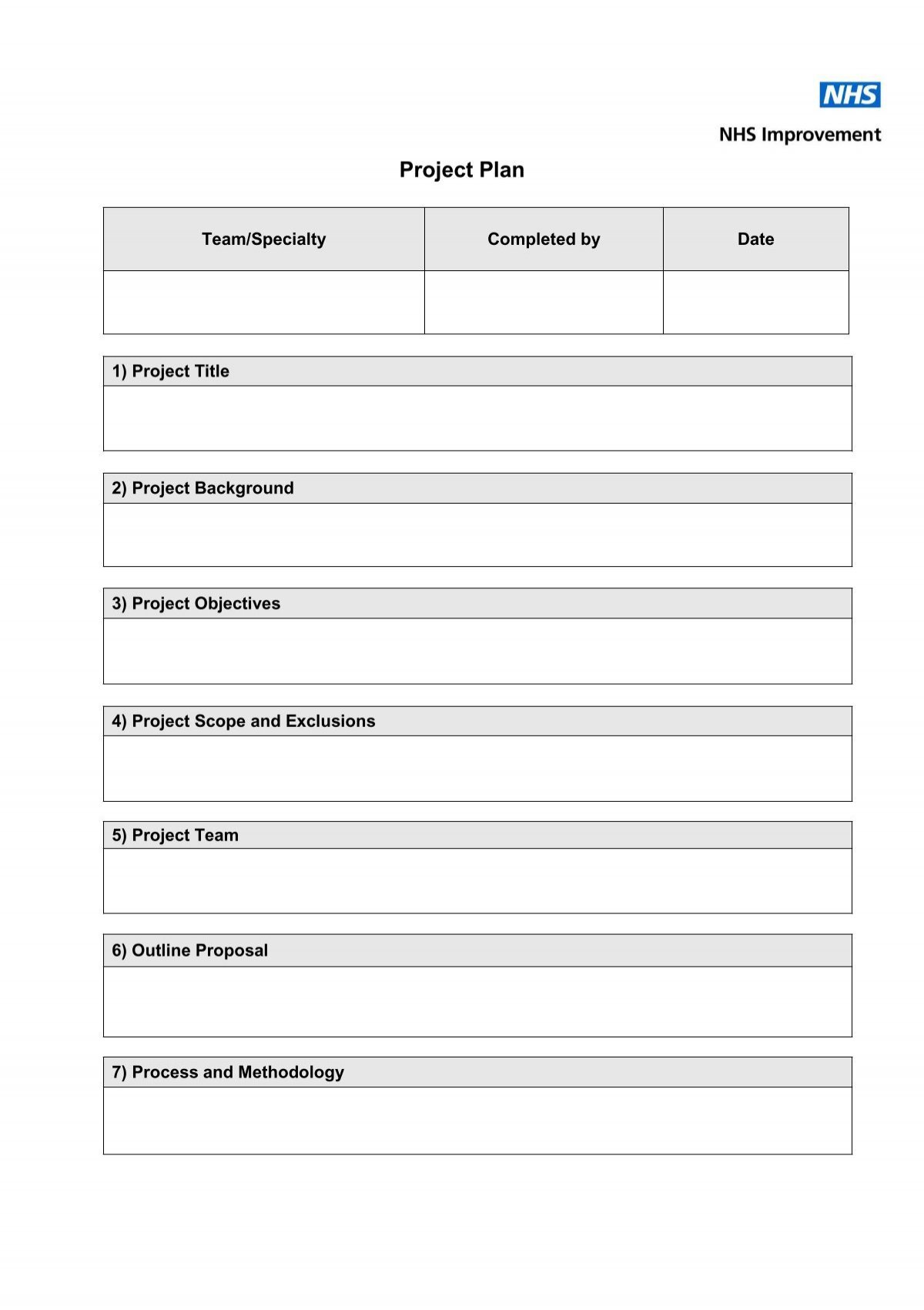 Project Plan Template and guide notes