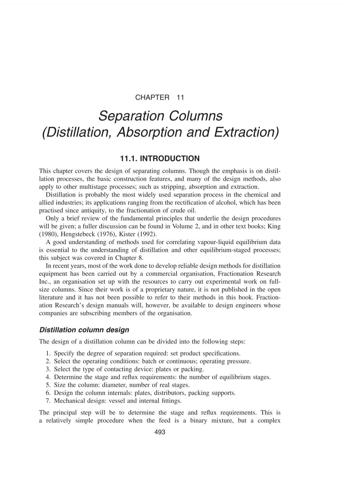 Separation Columns Distillation Absorption And Extraction