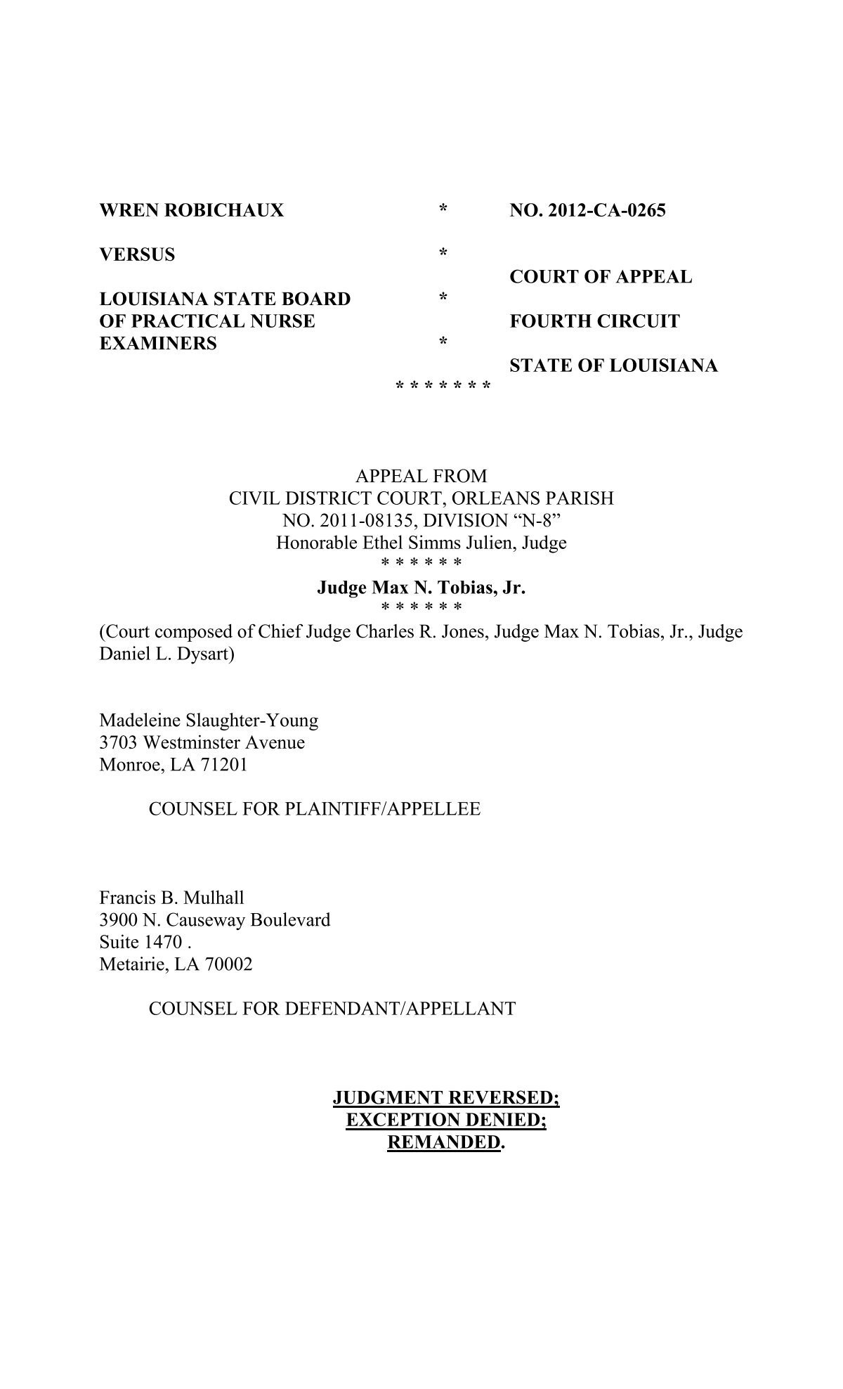 Document generated from the Louisiana Court of Appeal Fourth