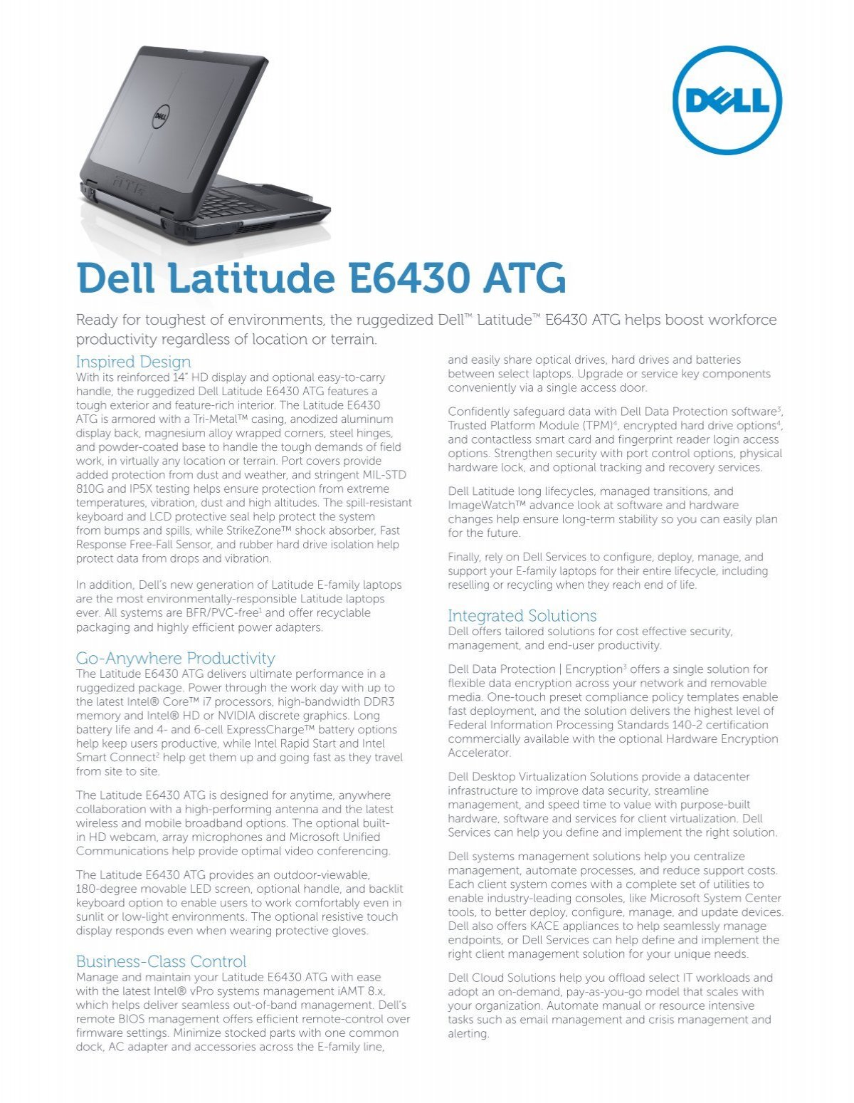 Latitude E6430 Atg Spec Sheet Dell