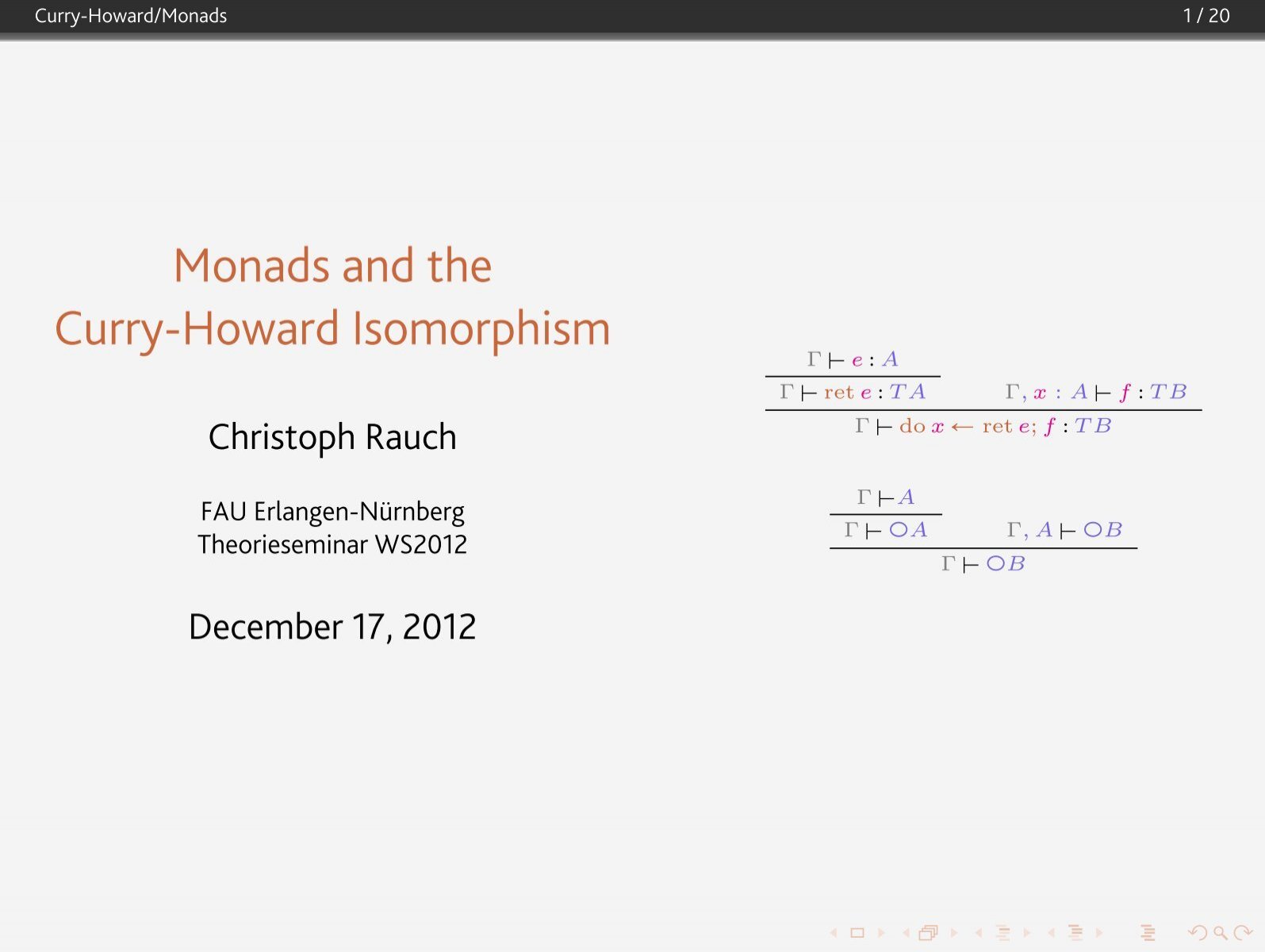 Monads And The Curry Howard Isomorphism