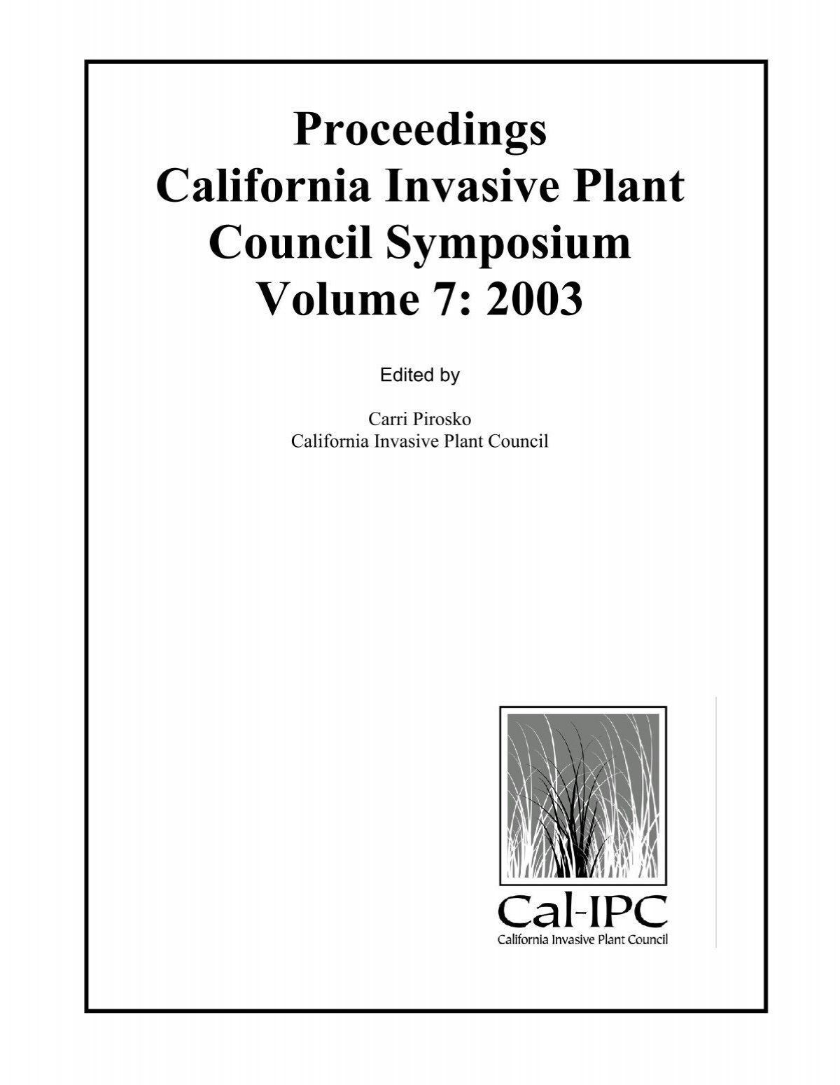 Proceedings California Invasive Plant Council Symposium - Cal-IPC