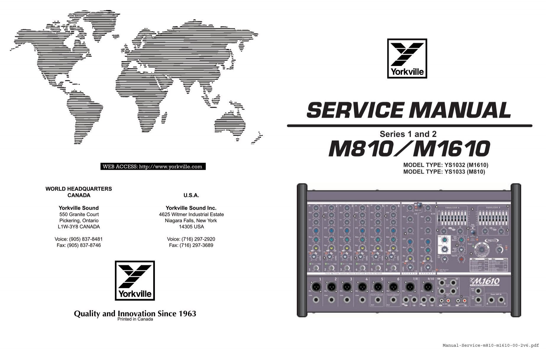 SERVICE MANUAL M810/M1610 - Yorkville Sound