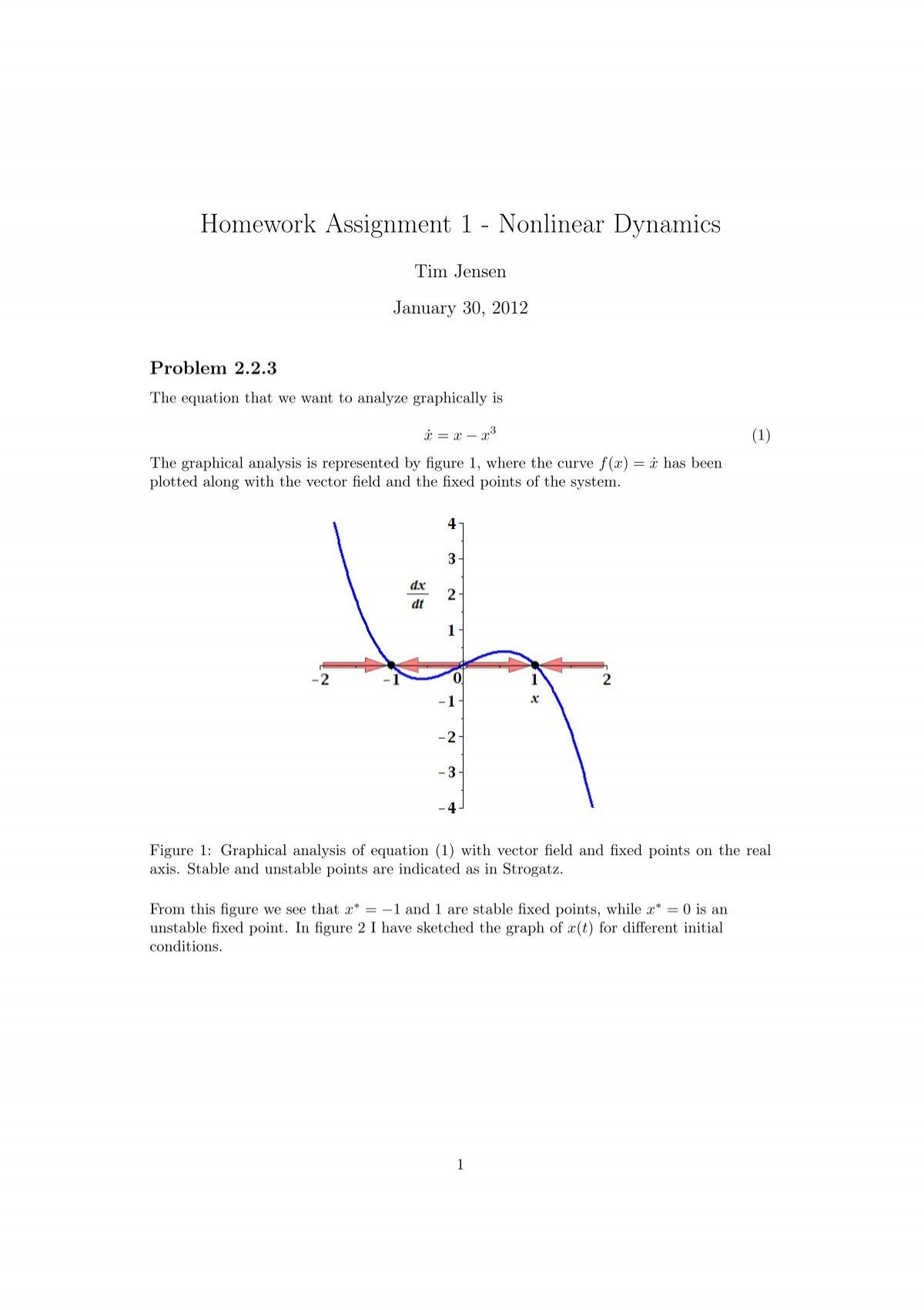 nonlinear dynamics homework solutions