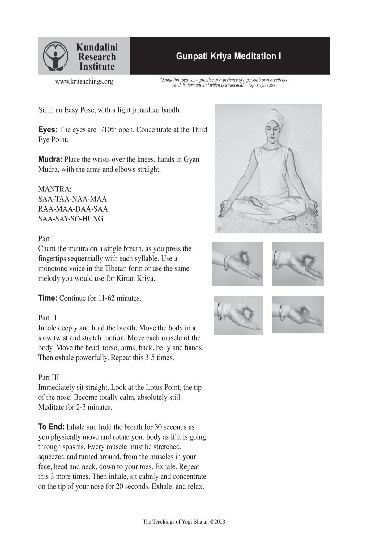 Subtle Body Kriya For Refinement Kundalini Yoga | PDF | Hand | Foot
