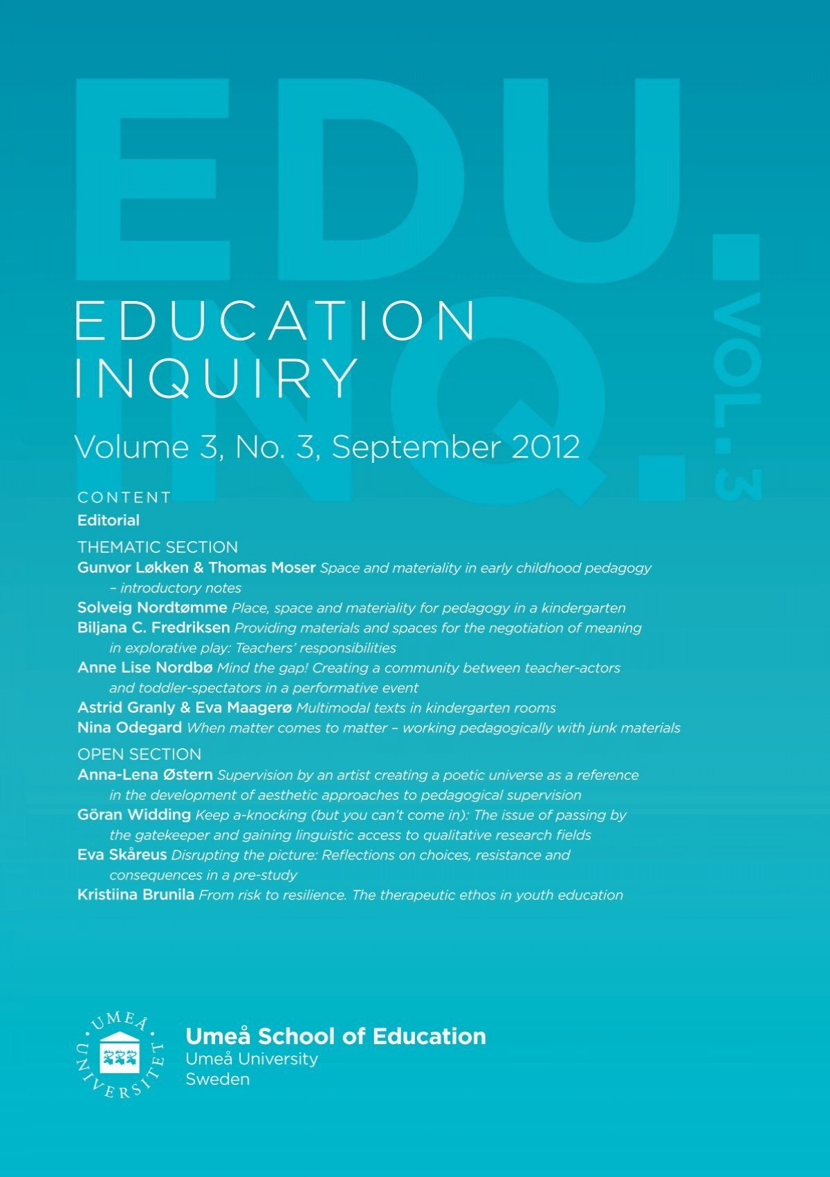 Vol. 25 No. 1 (2012): The Entwinement of Learning and Social Structures