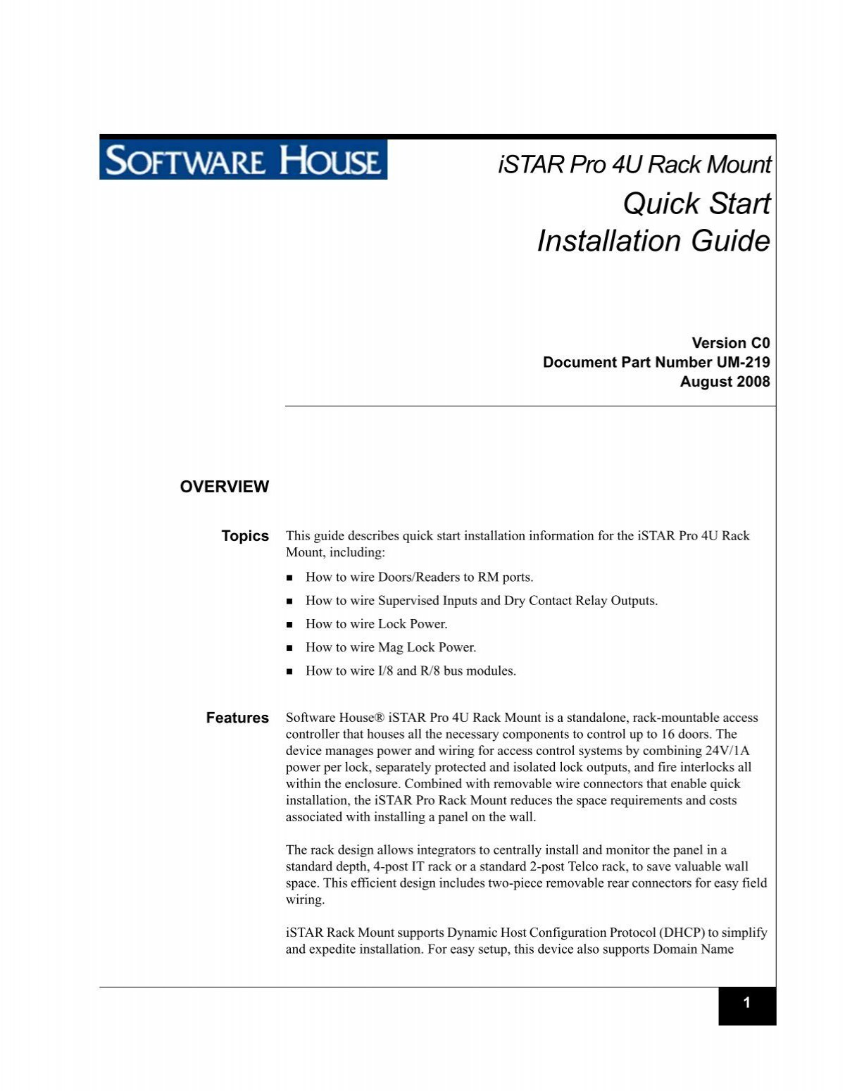 Istar Pro 4u Rack Mount Quick Start Installation Guide