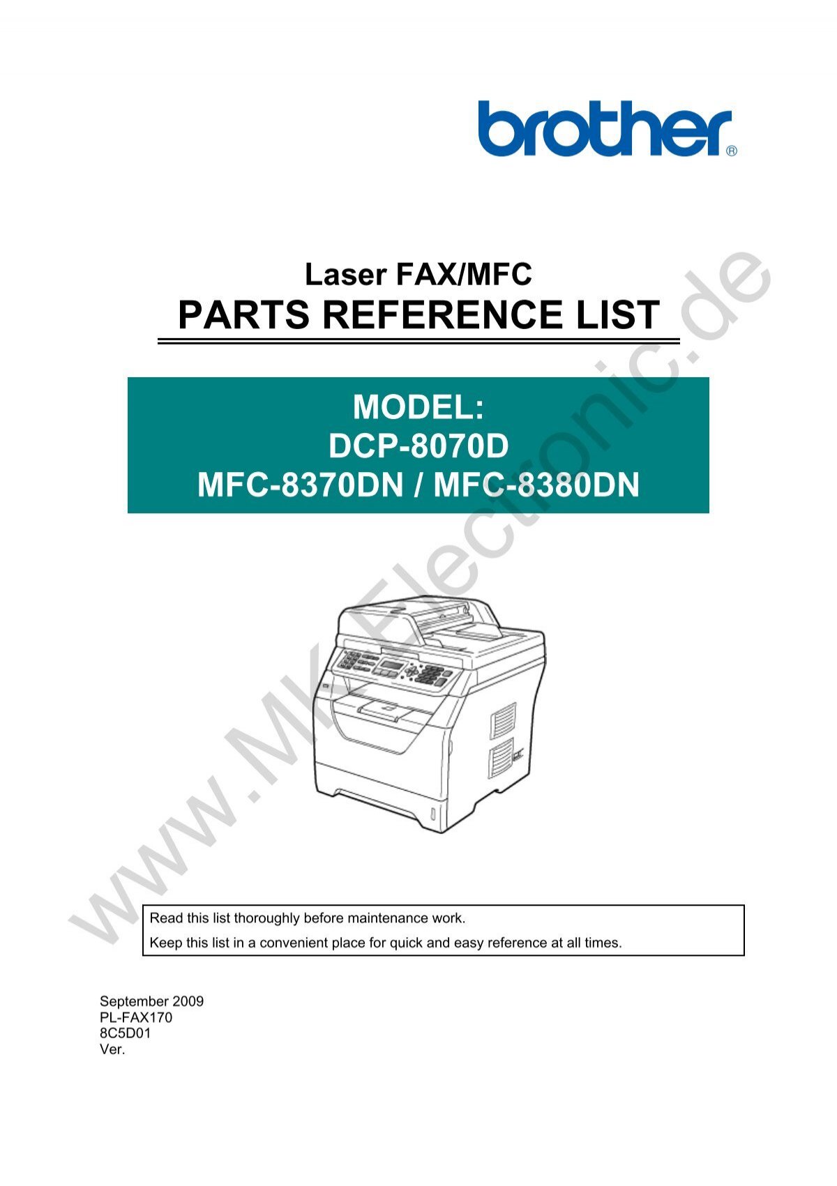 Laser FAX/MFC PARTS REFERENCE LIST MODEL ... - MK Electronic