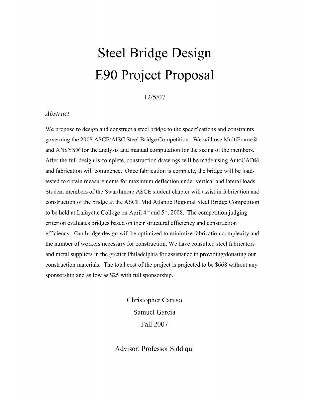 Steel Bridge Design E90 Project Proposal