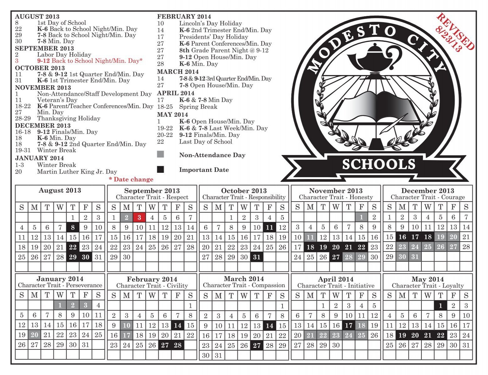 Calendar Modesto City Schools