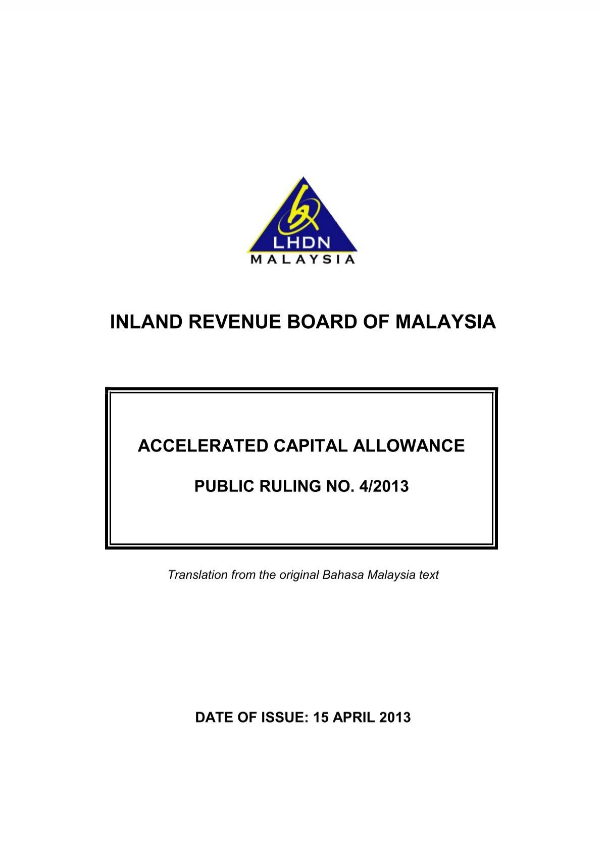 Accelerated Capital Allowance - Chartered Tax Institute of Malaysia