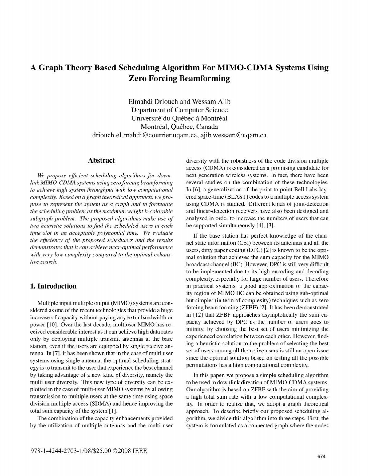 A Graph Theory Based Scheduling Algorithm For Ieee Xplore