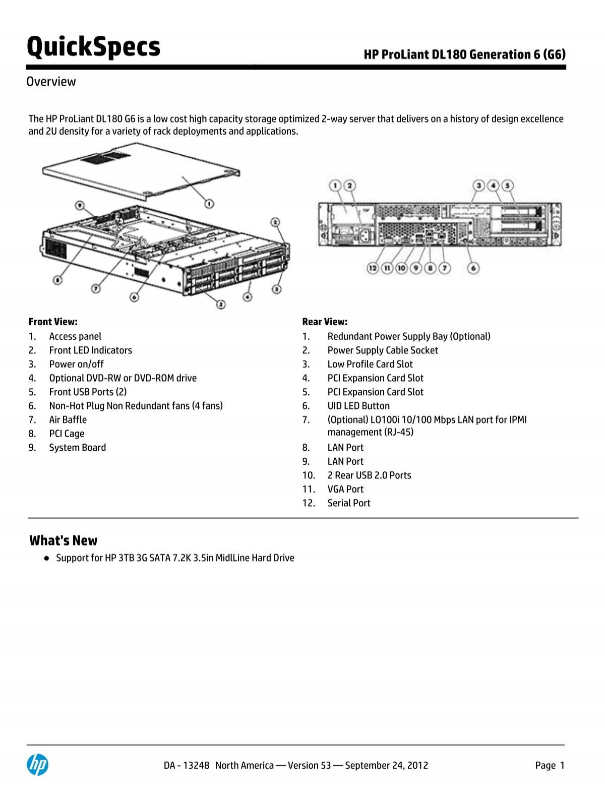 HP ProLiant DL180 Generation 6 (G6) - Hewlett Packard