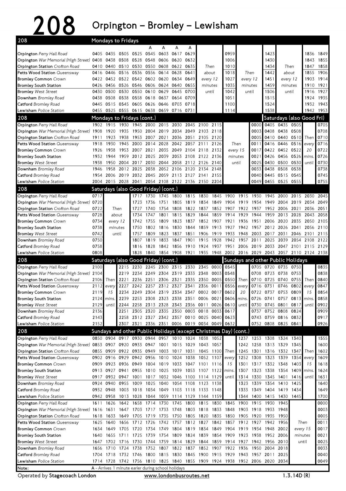 208 timetable - London Bus Routes