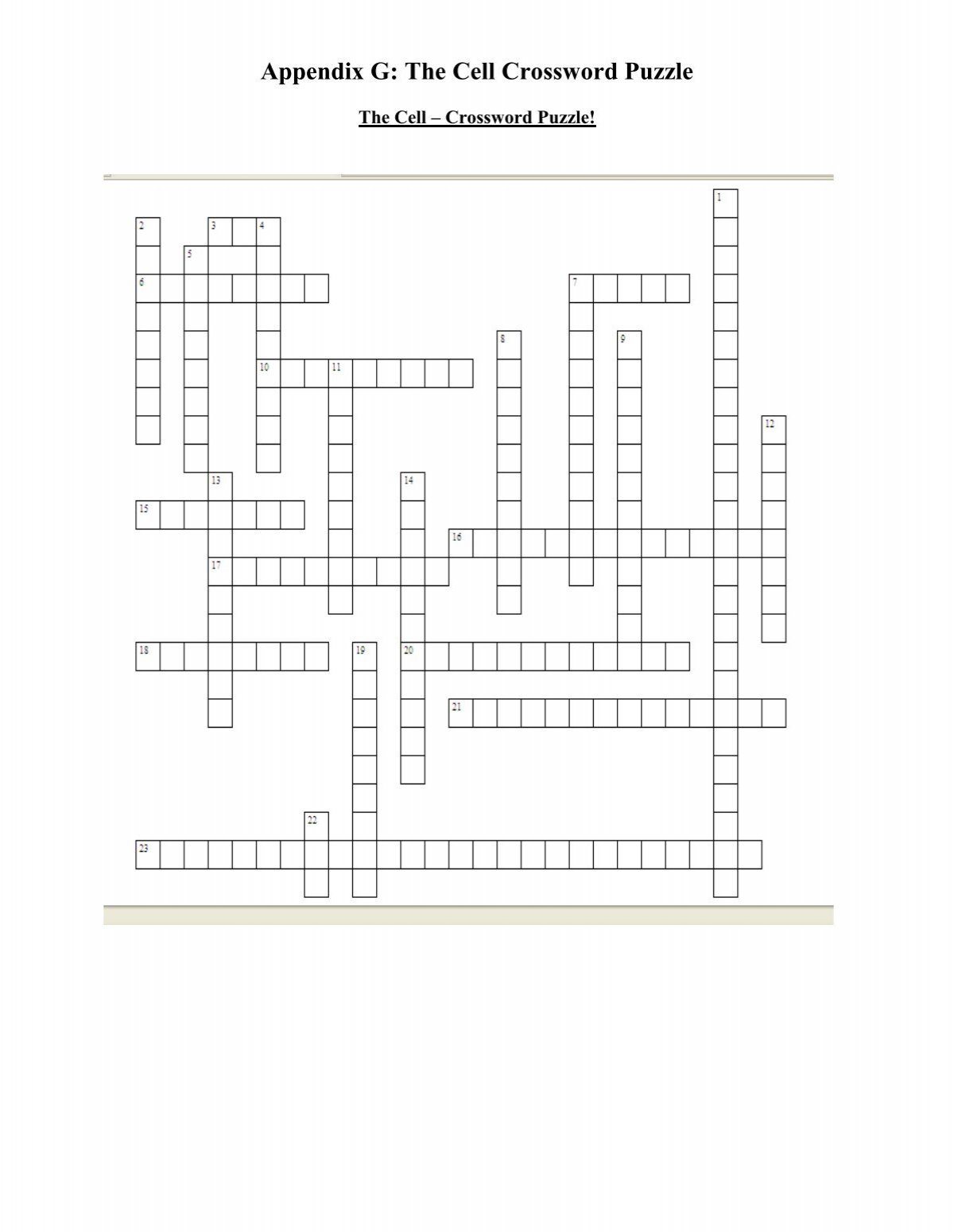 Appendix G: The Cell Crossword Puzzle