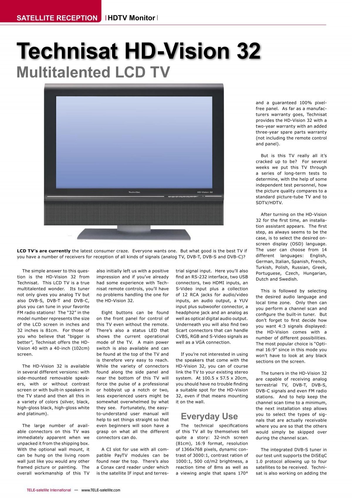 Technisat HD-Vision 32 - TELE-satellite International Magazine