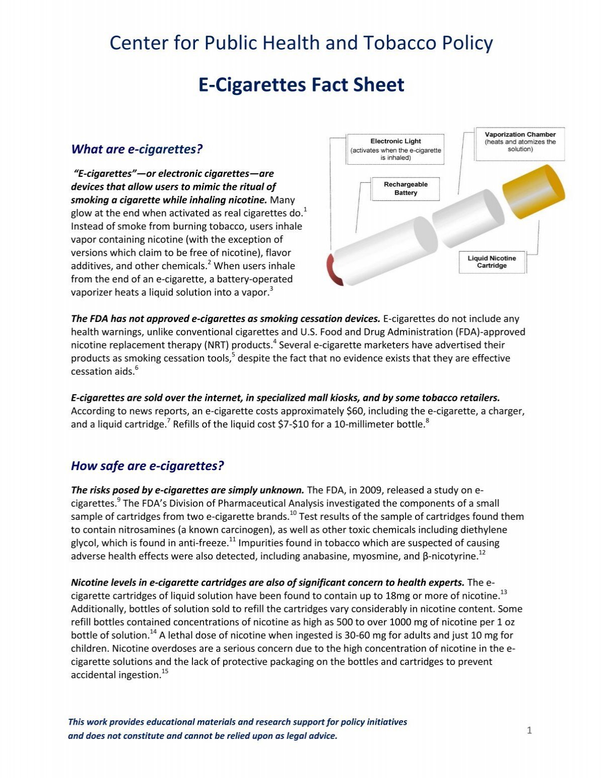 E Cigarettes Fact Sheet Center For Public Health And Tobacco Policy