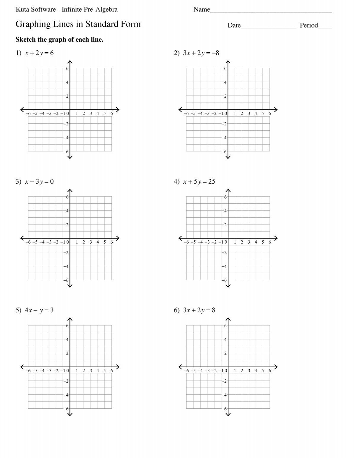 Graphing Lines In Standard Form Worksheet