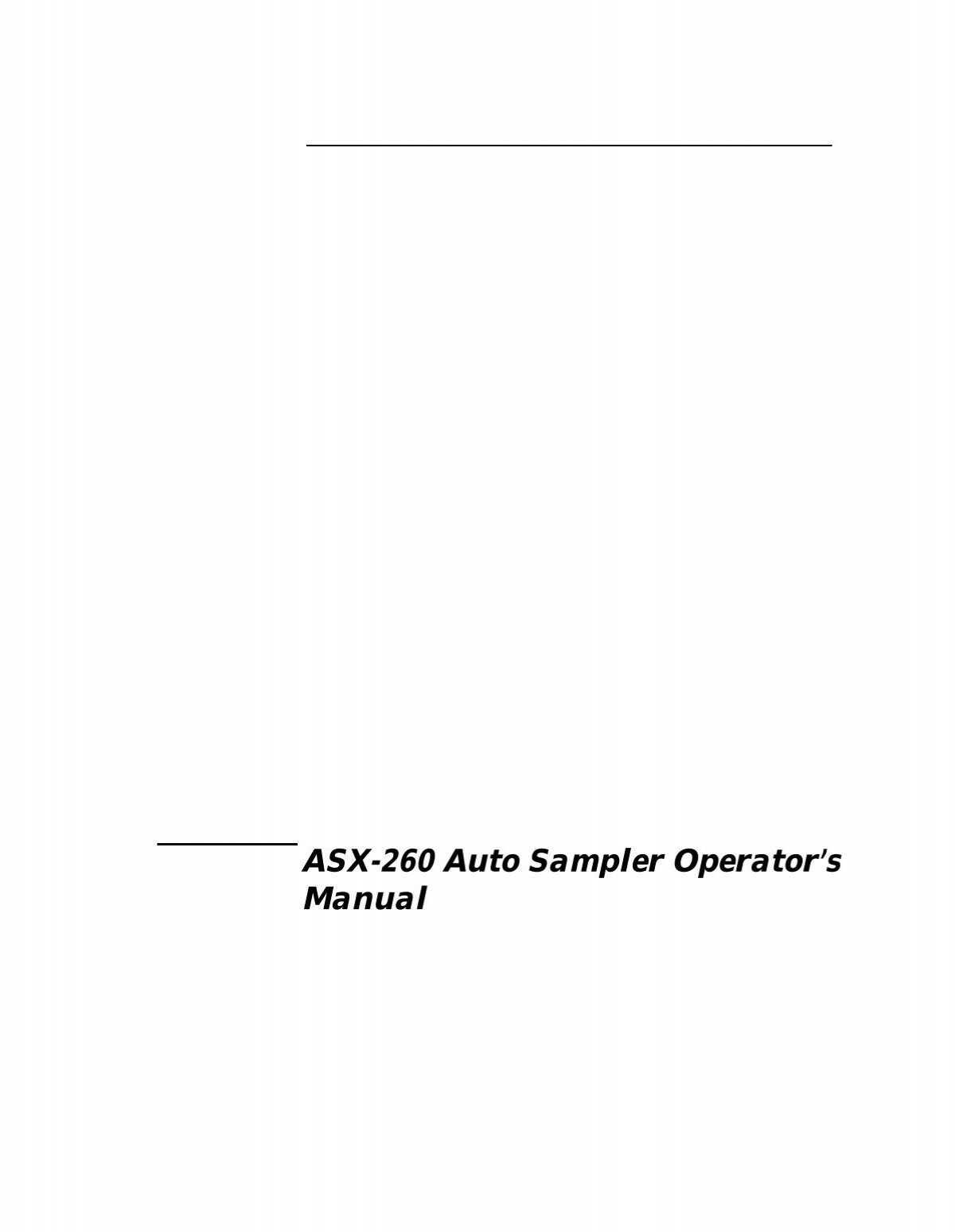 ASX-260 Auto Sampler Operator's Manual - CETAC Technologies