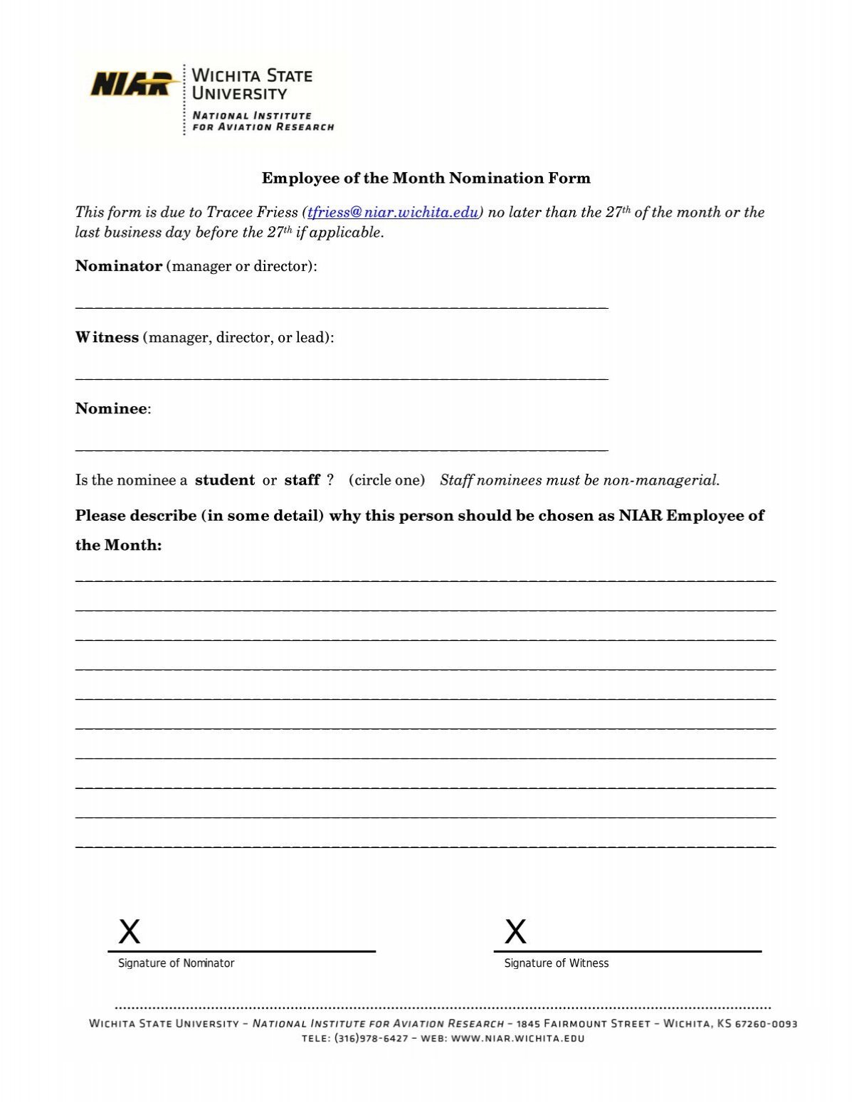 Employee Of The Month Nomination Form Amp Rules