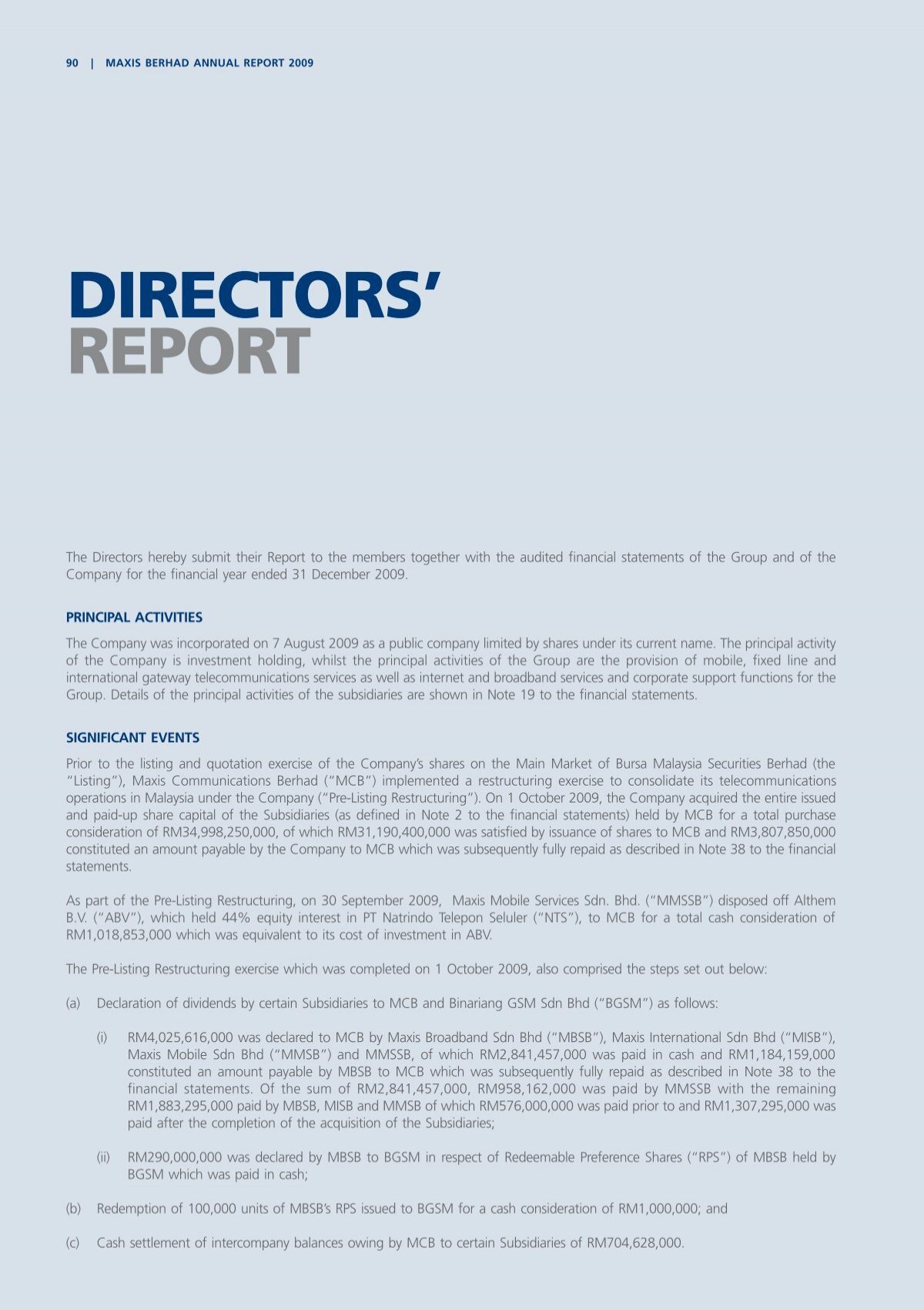Directors Report Maxis