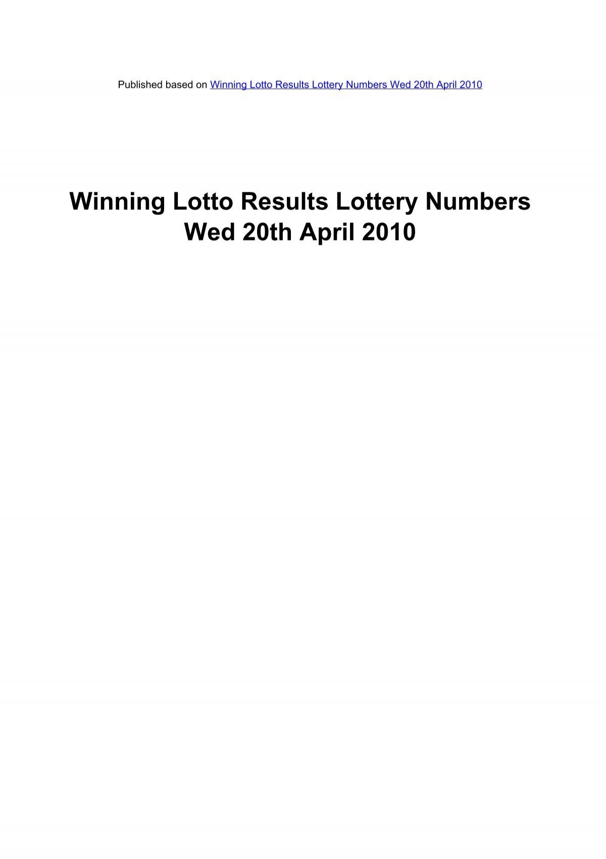 lotto numbers for april 20th