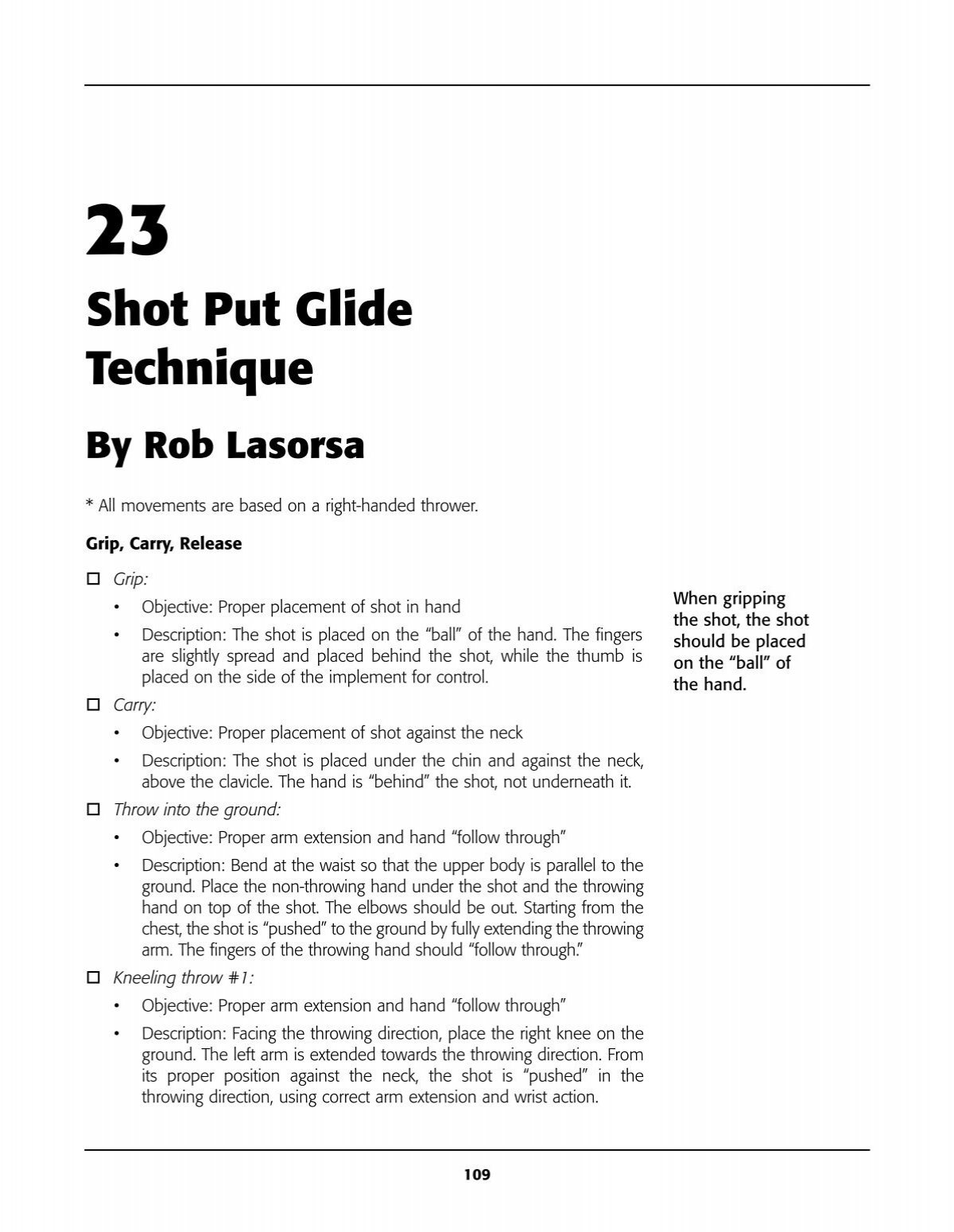 How To Hold Shot Put For The Glide Technique