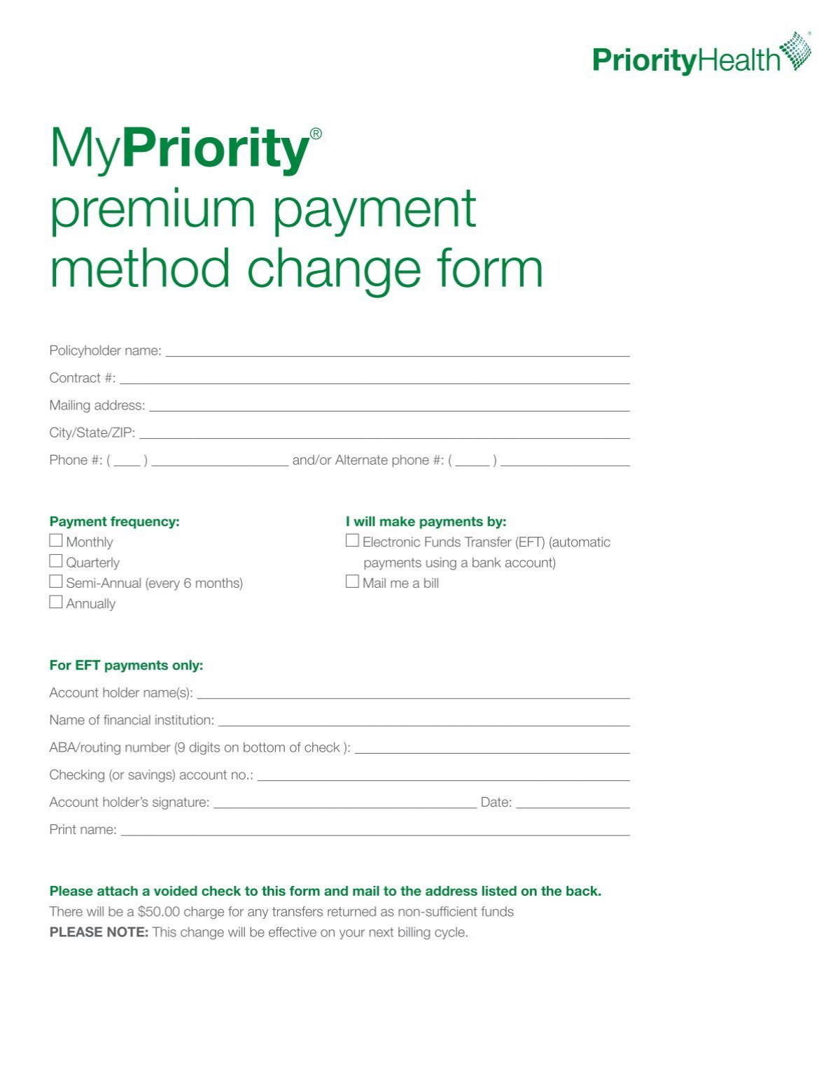 MyPrioritySM premium payment method change form - Priority ...