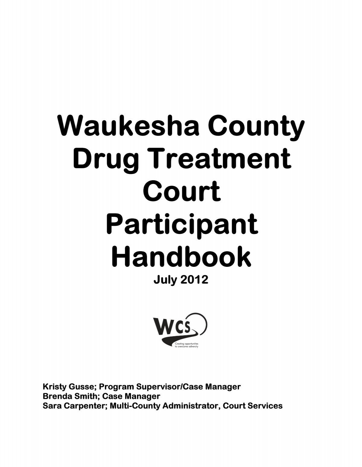 Waukesha County Drug Treatment Court Participant Handbook