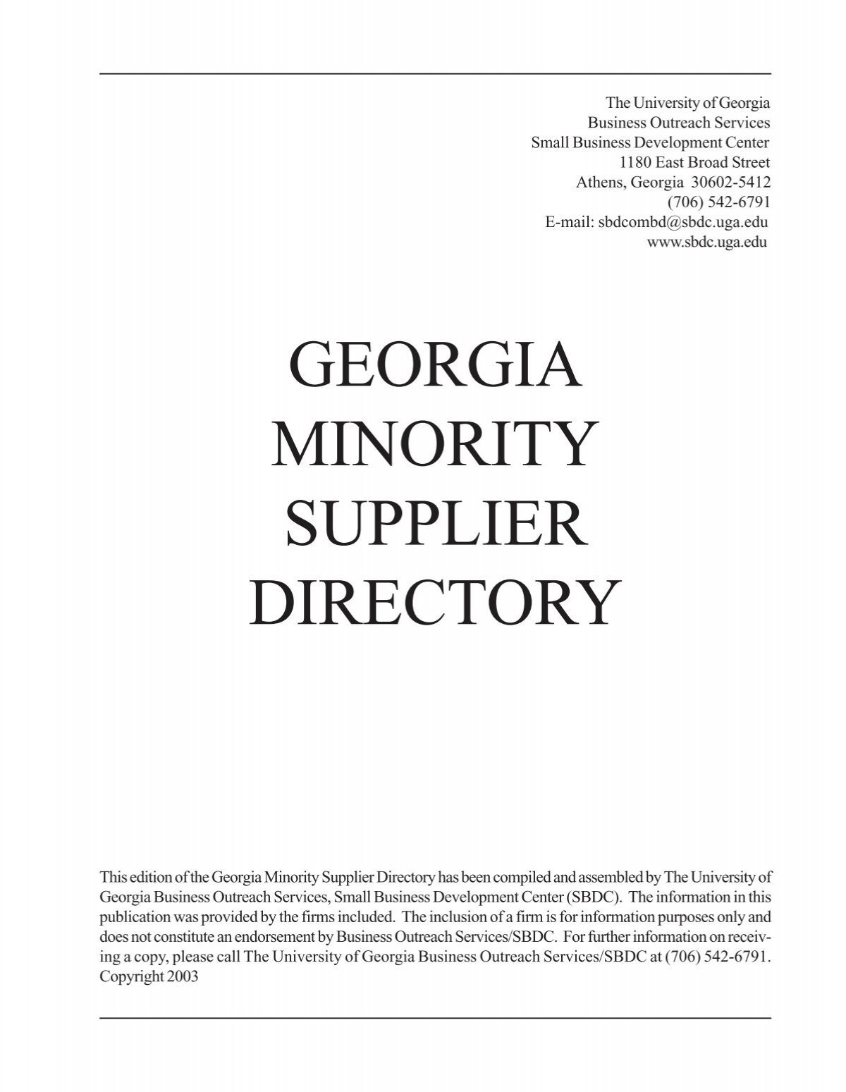 Georgia Minority Supplier Directory Georgia Small Business