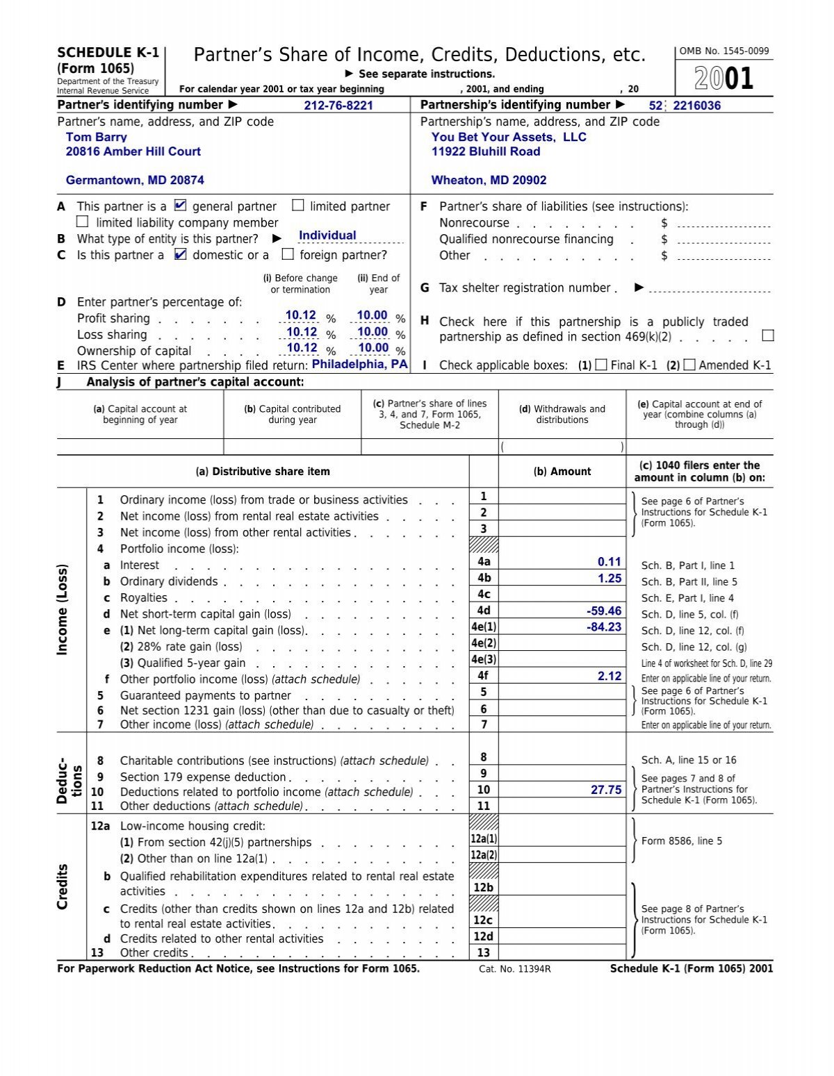 2001-form-1065-schedule-k-1-bivio