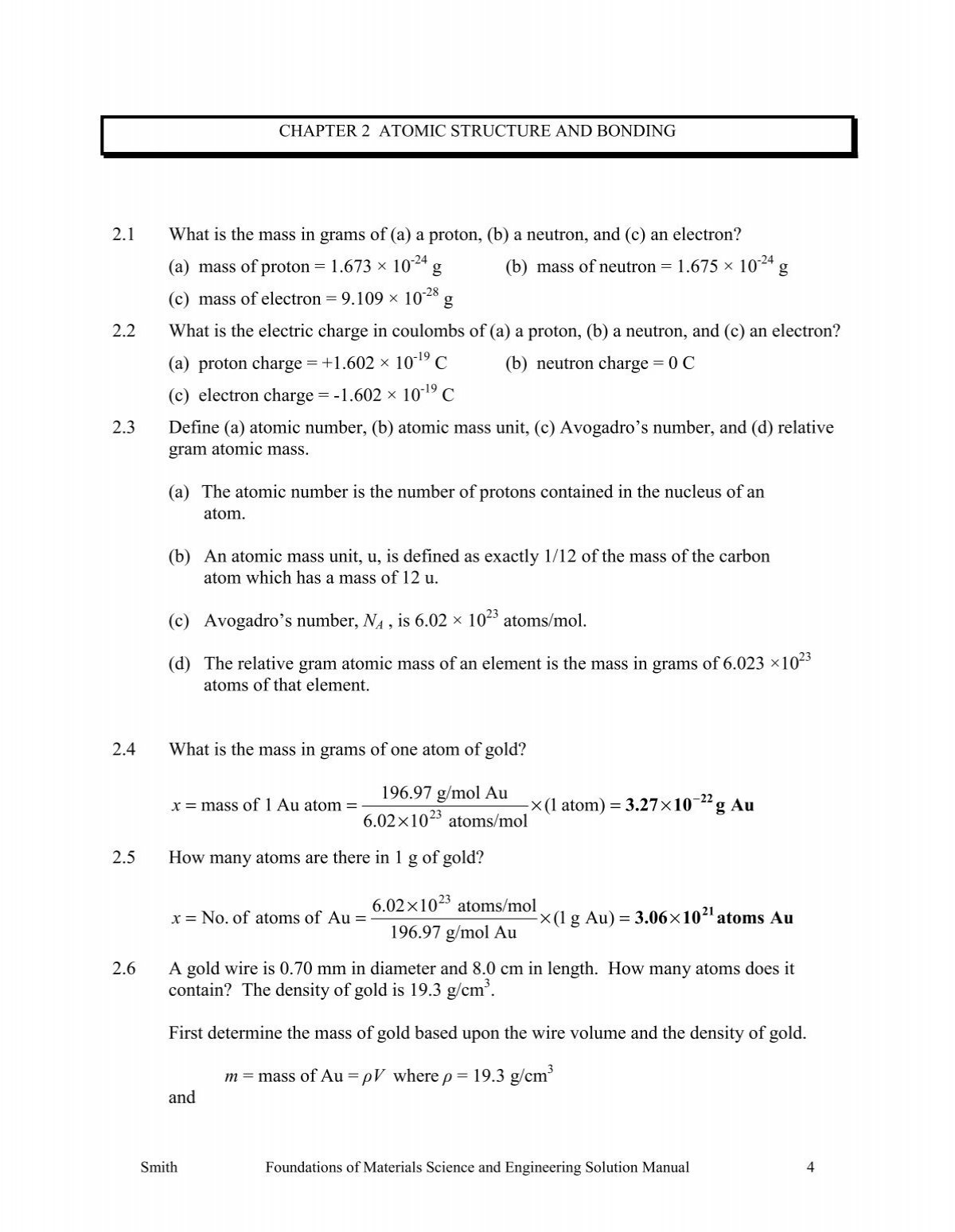 2 1 What Is The Mass In Grams Of A A Proton B A Neutron And C