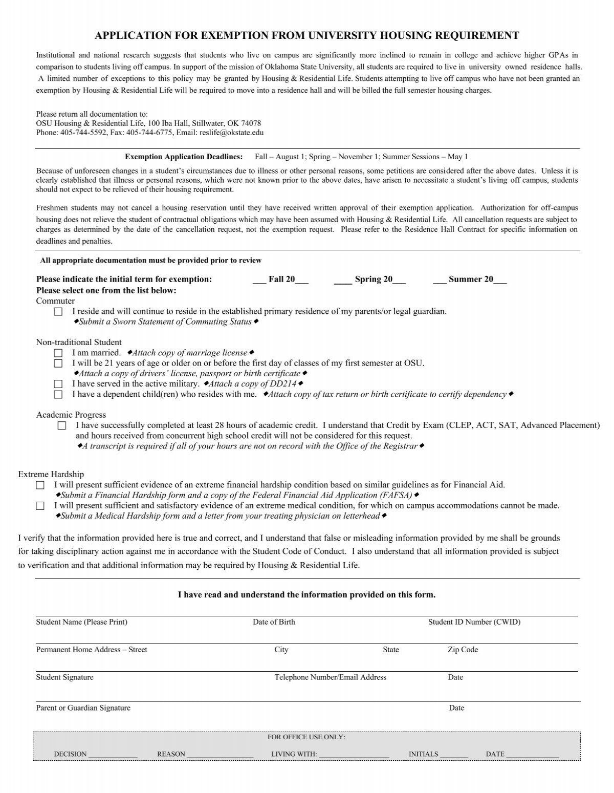 application-for-exemption-from-university-housing-requirement-osu