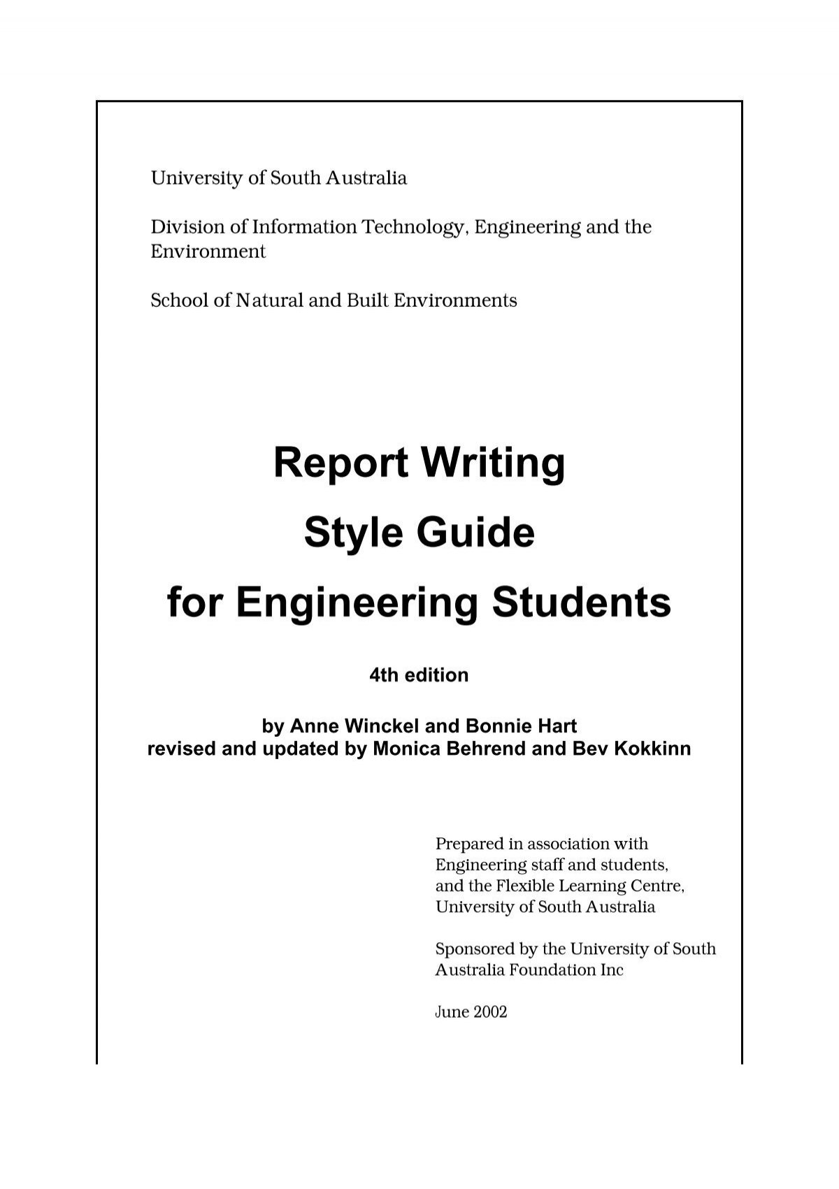 Report Writing Style Guide For Engineering Students Fet