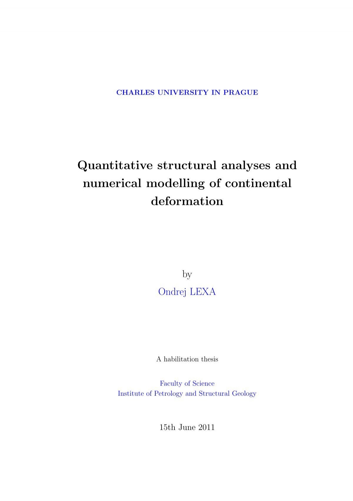 Quantitative structural analyses and numerical modelling of 