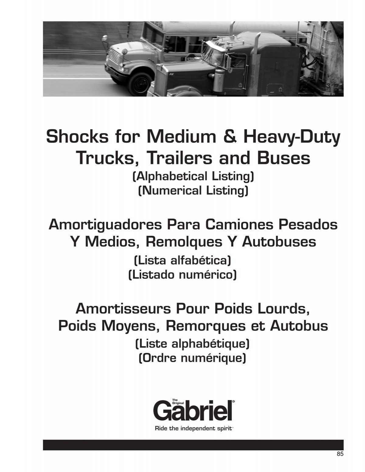 Shocks for Medium & Heavy-Duty Trucks, Trailers & Buses  -  Gabriel