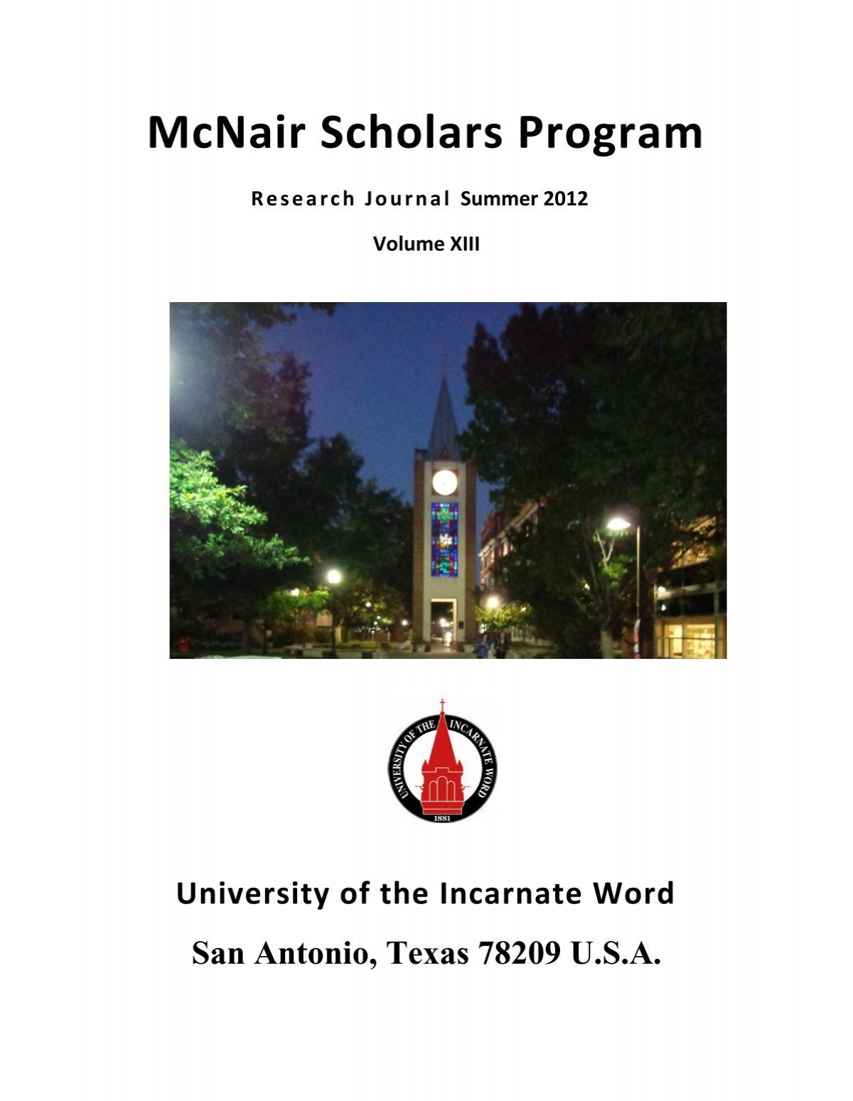 McNair Scholars Program - University of the Incarnate Word