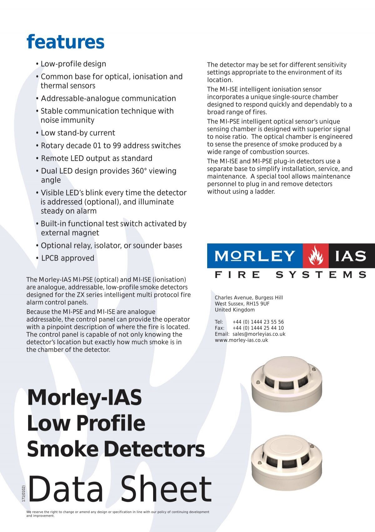 Addressable Isolator Fixed Temperature Heat Detector, Morley-Ias