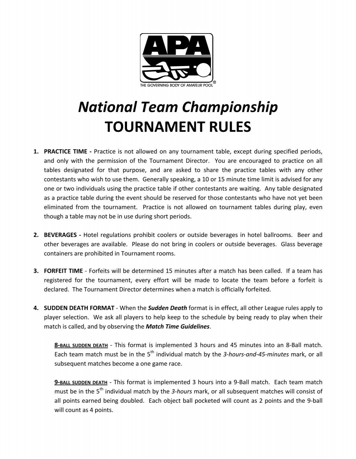 APA 8-9 Ball Game Rules, PDF, Individual Sports