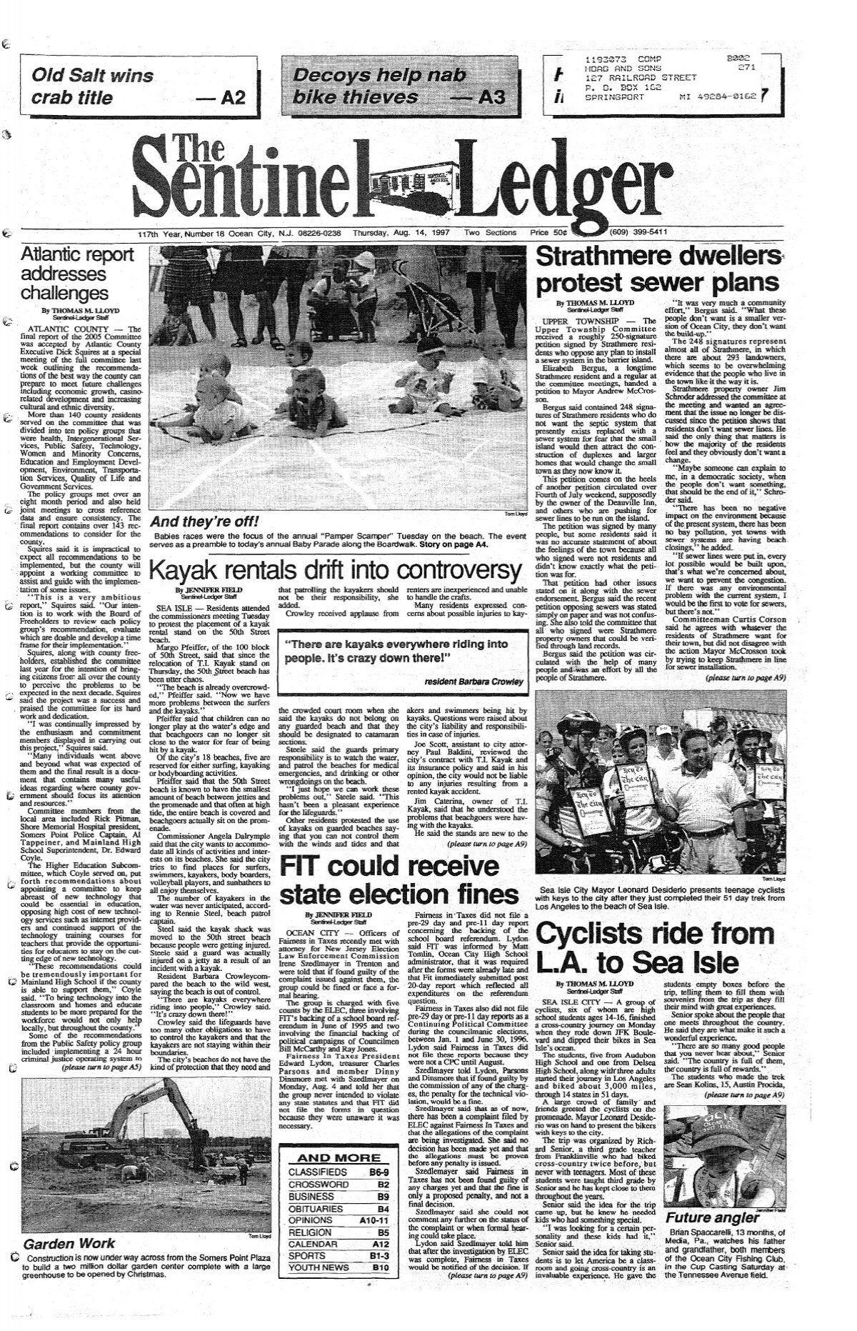 Cyclists ride from L.A. to Sea Isle - On-Line Newspaper Archives of
