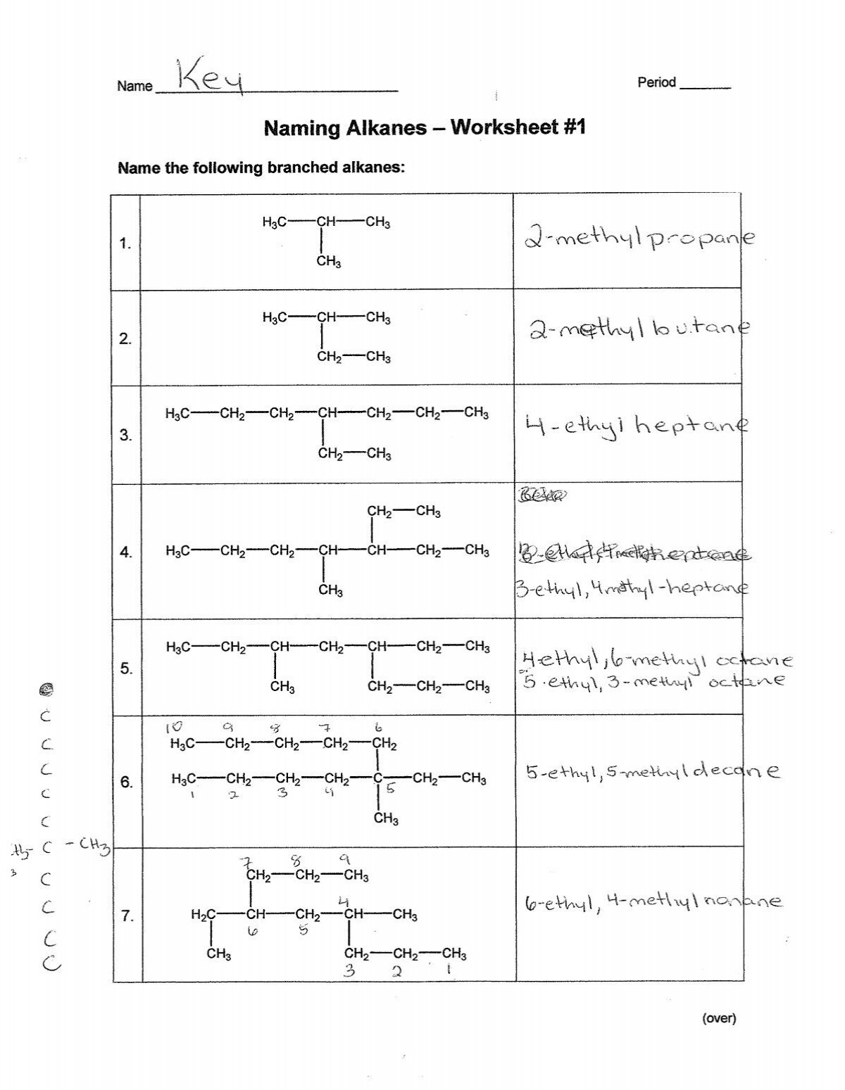 Worksheet Naming And Drawing Alkanes
