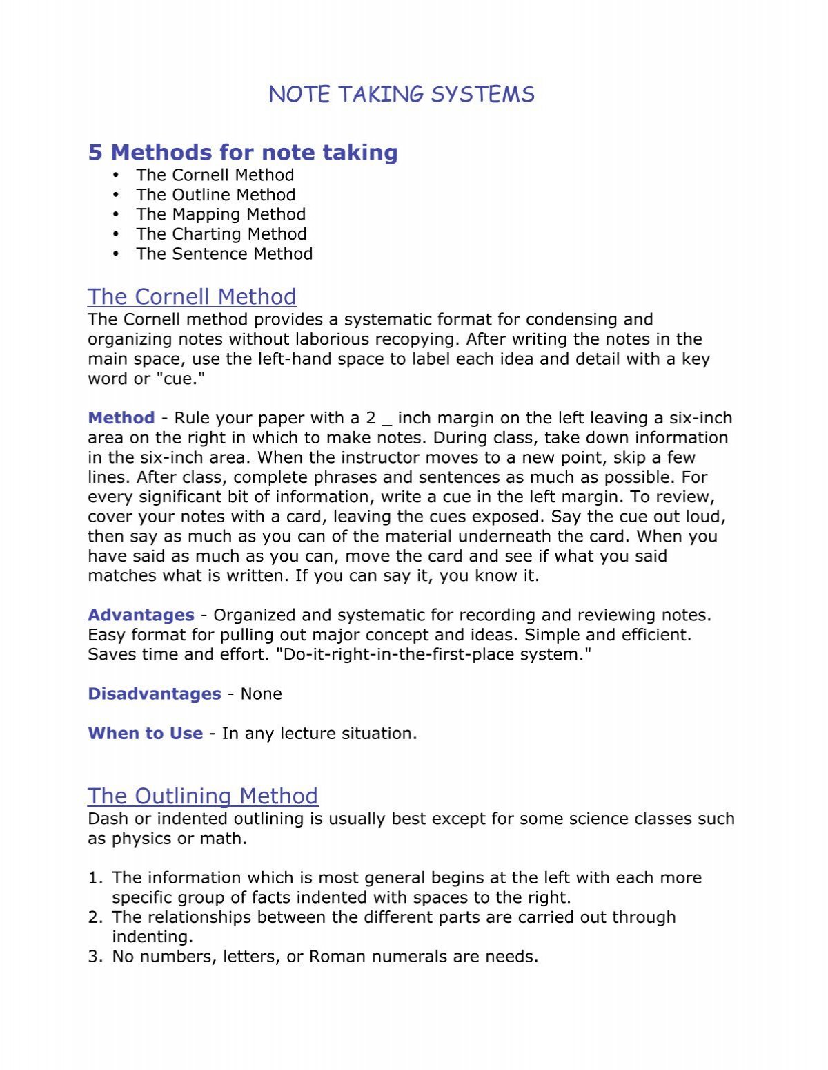 5 methods of note-taking